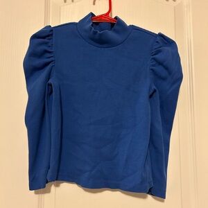 GAP | Blue Puff Sleeve Mock Neck Top
